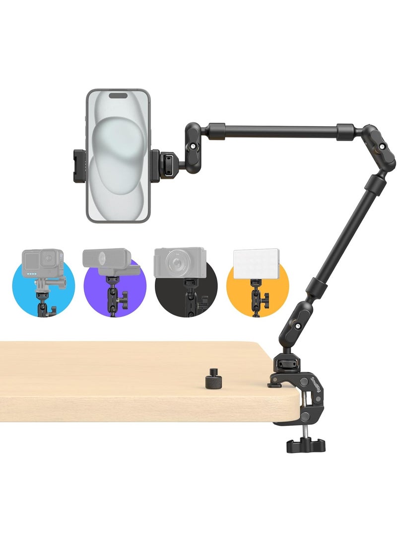 SMALLRIG 22" Magic Arm Clamp, Overhead Phone Mount Holder Stand, Flexible Desk Camera Mount, Articulating Friction Boom Arm, for POV Shot, Filming, Light, Webcam, Action Camera - Image 1