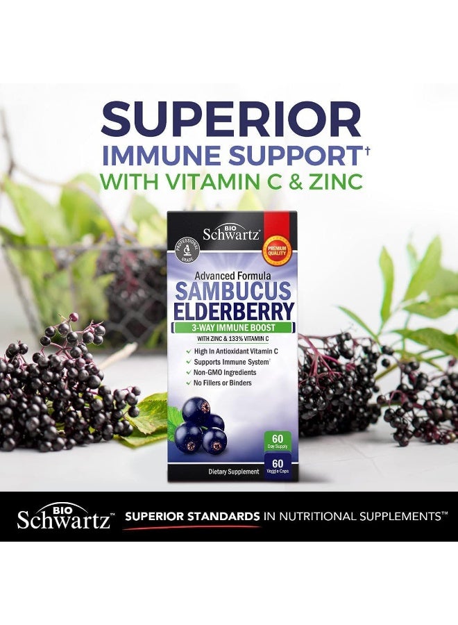 BioSchwartz BioSchwartz Sambucus Elderberry with Zinc and Vitamin C Daily Herbal Supplement with Natural Elderberries for Women and Men (60 Capsules)  - Image 5
