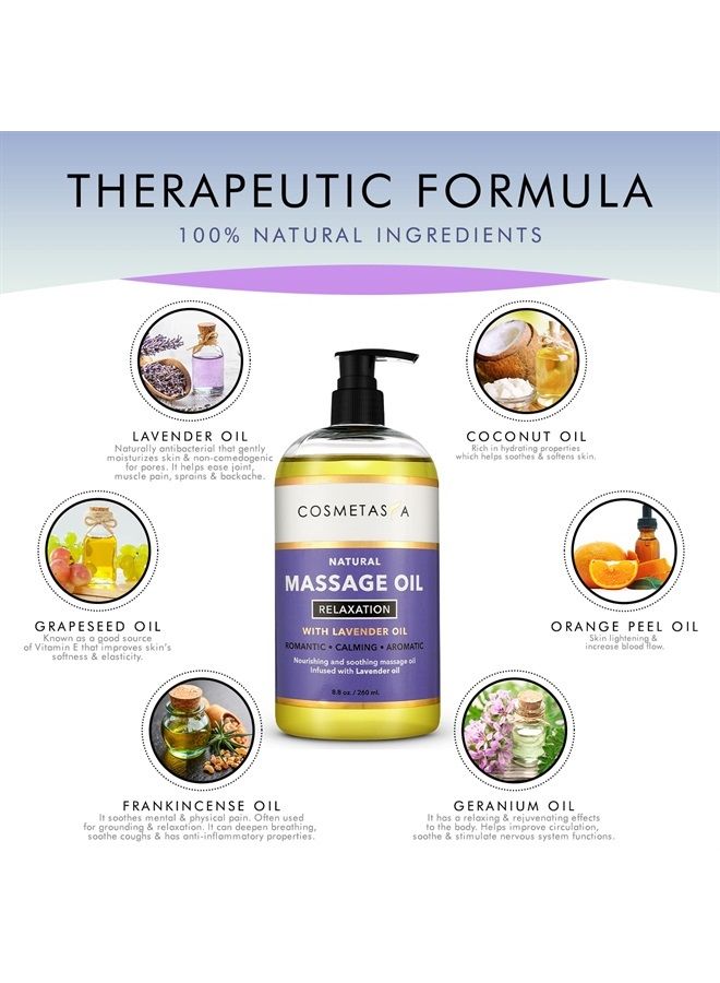 Cosmetasa Luxury Spa Treatment Gift Set- Relaxation, Nourish and Sore Muscle Massage Oil with Hot Stones, Roller Ball and Thumb Saver Massage Tools - Image 2