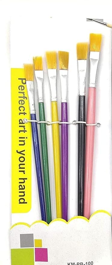 FREEDY 6 Pcs Different Size Paint Brush Set (Flat) A