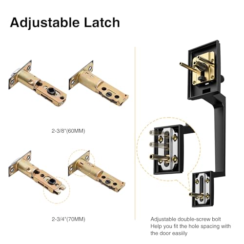 Brightify Black Front Door Handle, Matte Black Exterior Door Handle with Door Lever, Modern Front Door Lock Set, Adjustable Deadbolt with Single Cylinder, Reversible for Right&Left - Image 4
