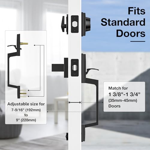 Brightify Black Front Door Handle, Matte Black Exterior Door Handle with Door Lever, Modern Front Door Lock Set, Adjustable Deadbolt with Single Cylinder, Reversible for Right&Left - Image 5