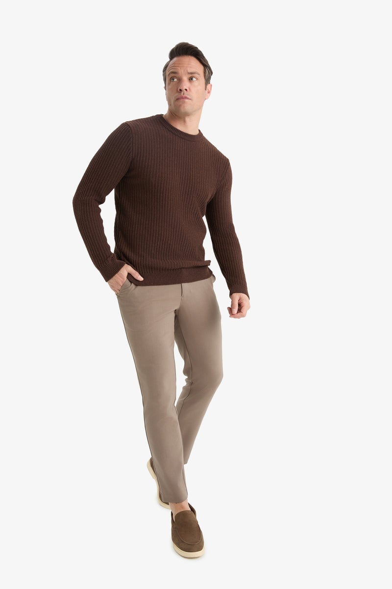 DeFacto Brown Man Standard Fit Crew Neck Knitwear Pullover Casual - Image 2