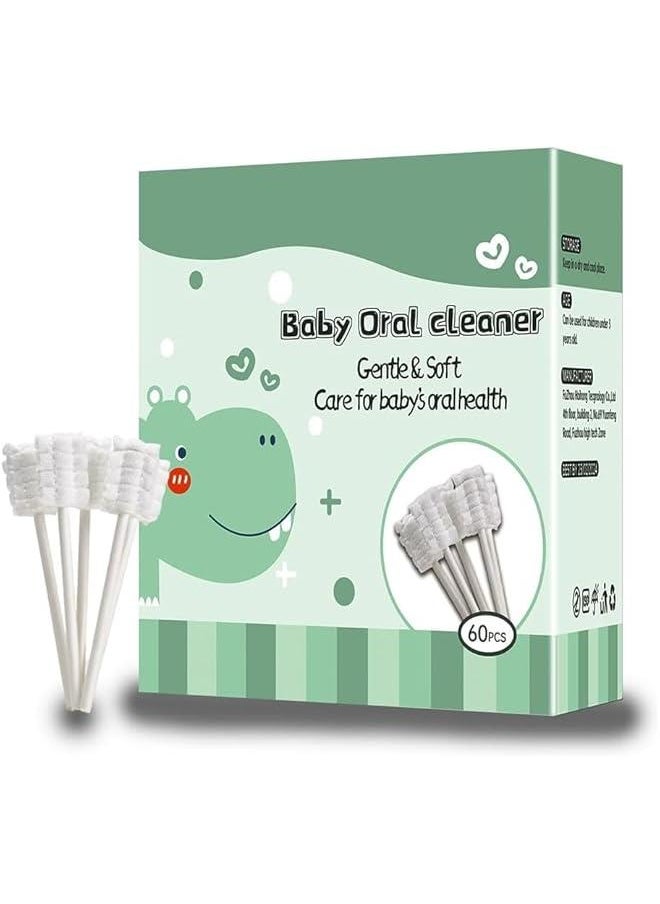 HOOKOR Baby Toothbrush, Newborn or Baby Tongue Cleaner, Disposable Baby Gum Cleaning Gauze, Oral Cleaning Care, Suitable for 0-36 Months Baby (60PCS, Pack of 1)  - Image 1