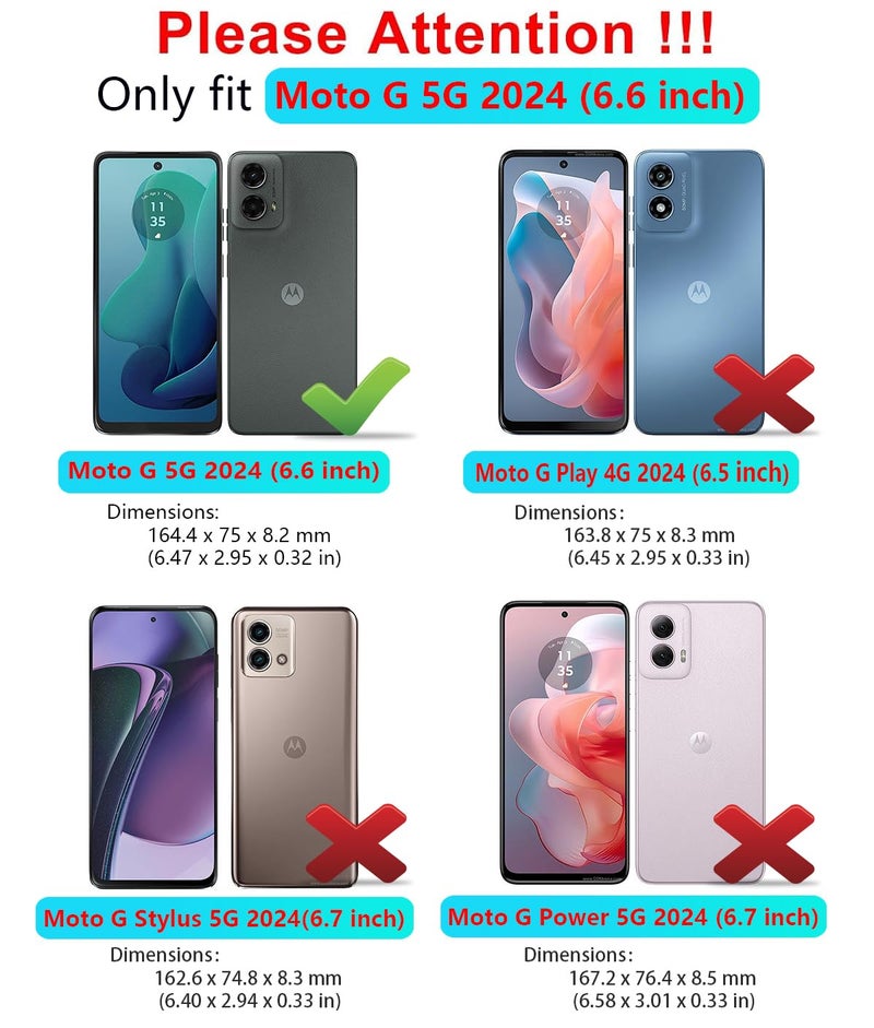 Qinmay Phone Case for Motorola Moto G 5G 2024 Case with HD Screen Protector, Heavy Duty Shockproof & Dropproof 3-Layer Cover Phone Case for Moto G 5G 2024 (6.6"), WineRed Pink - Image 2