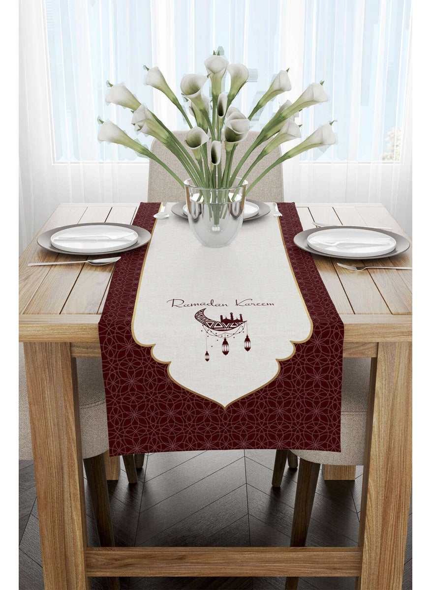 Cango Home - Red and White Ramadan Themed Decorative Patterned Digital Printed Runner CGH1309-RN - Image 1