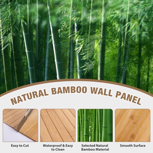 EYAYEN Natural Bamboo Wall Panel for Interior Wall Decor, Pole Wrap Wainscoting Interior Wall Cladding Panel for Kitchen Island, Bedroom, Living Room Office,Decor(12" H x 96" L, Light-Carbonized) - Image 3