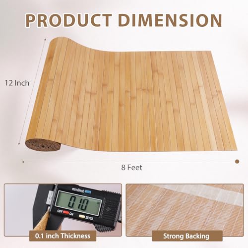EYAYEN Natural Bamboo Wall Panel for Interior Wall Decor, Pole Wrap Wainscoting Interior Wall Cladding Panel for Kitchen Island, Bedroom, Living Room Office,Decor(12" H x 96" L, Light-Carbonized) - Image 2