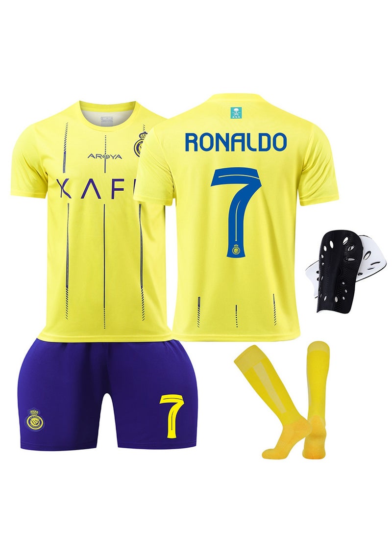 Football Jersey Set for Kids, Ronaldo No #7 Soccer Jersey, Children Football Uniforms Short-sleeved Football Shirts, Football Soccer Jersey Set  - Image 1
