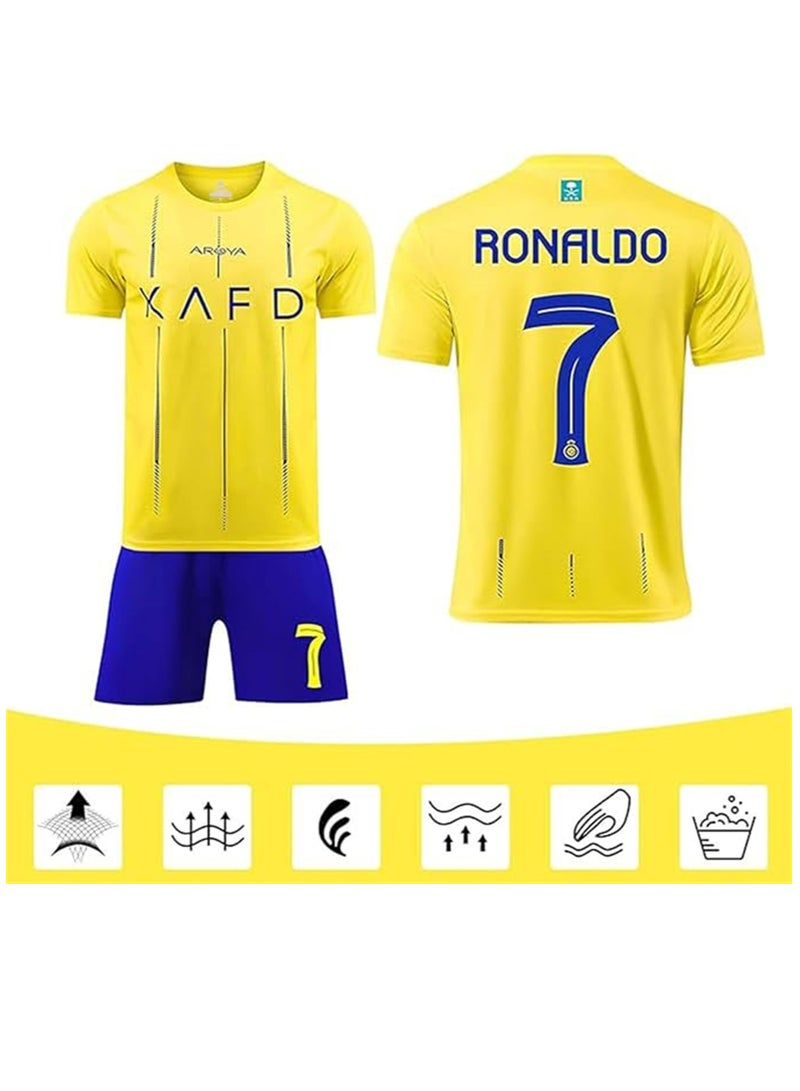 Football Jersey Set for Kids, Ronaldo No #7 Soccer Jersey, Children Football Uniforms Short-sleeved Football Shirts, Football Soccer Jersey Set  - Image 3
