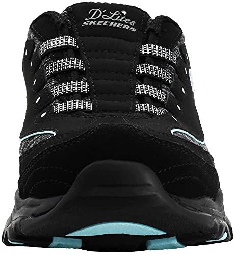SKECHERS حذاء سنيكرز سكيشرز للنساء D'Lites - مزلق مرن، أسود/أكوا، 8 W US - Image 2