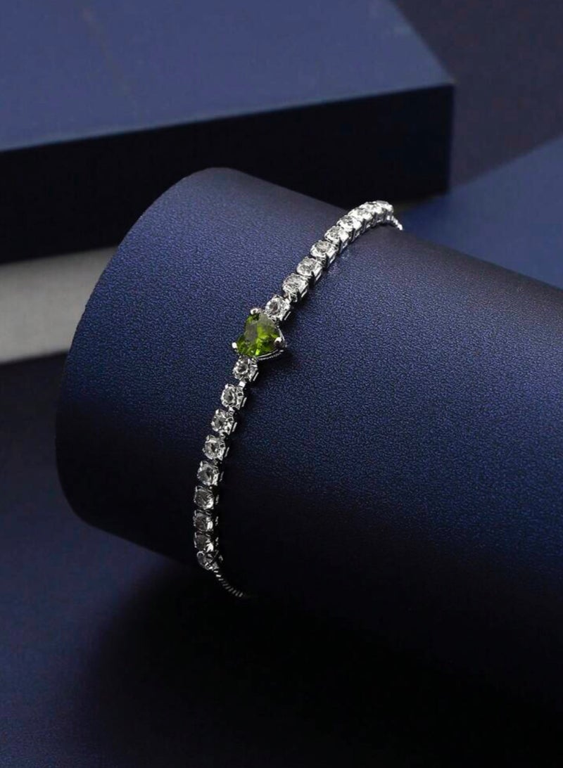 إيكوال اسوارة نسائية أنيقة وفاخرة باللون الفضي مرصعة بالزركون - Image 1