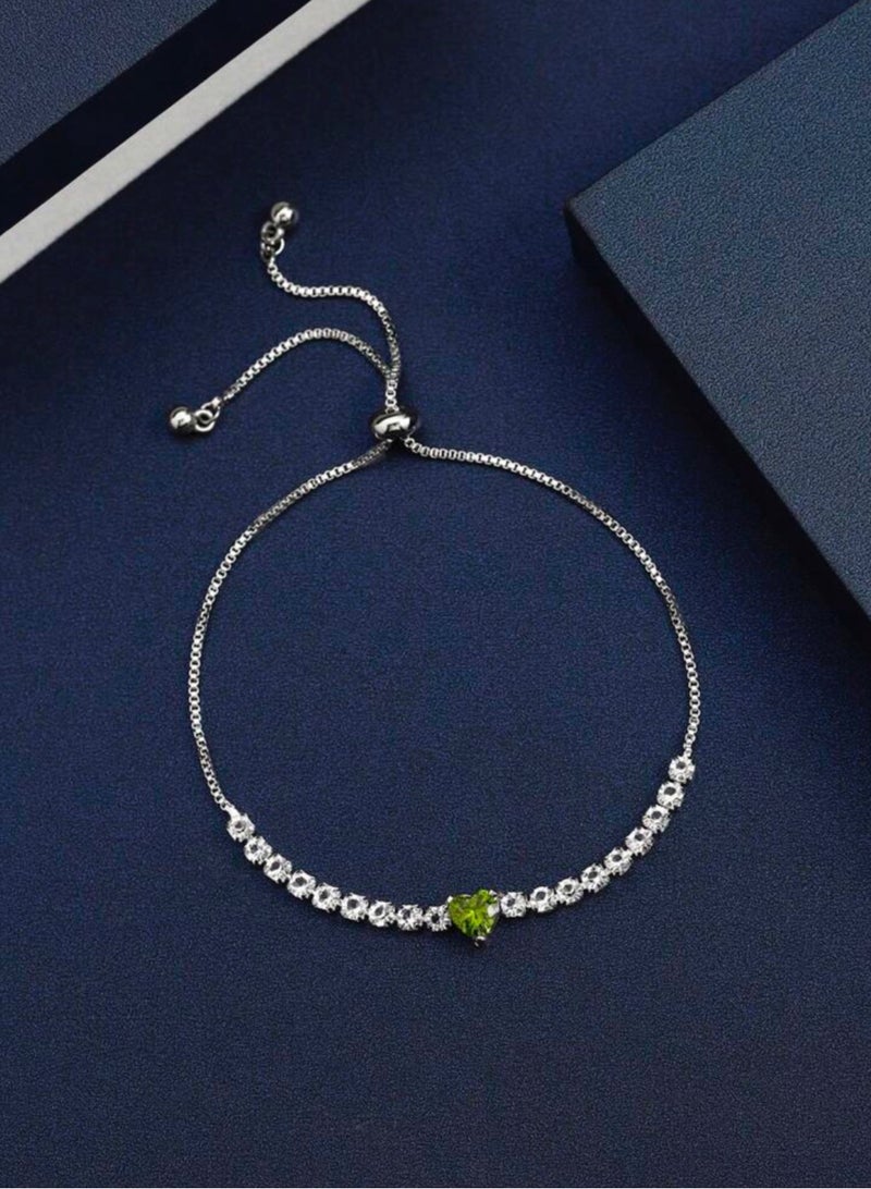 إيكوال اسوارة نسائية أنيقة وفاخرة باللون الفضي مرصعة بالزركون - Image 2