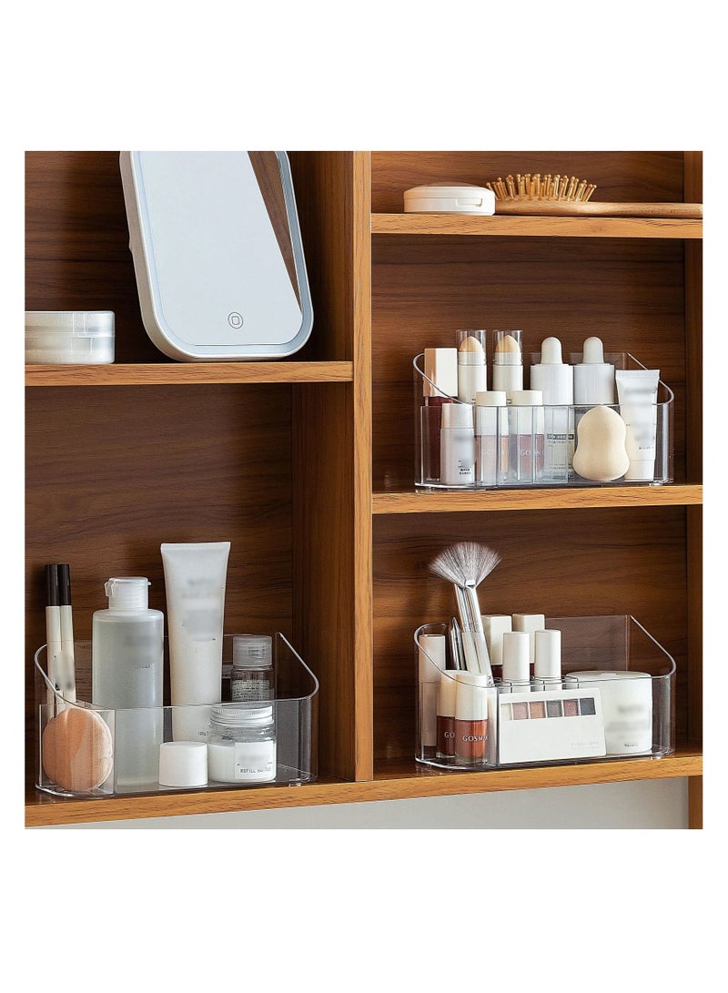 SYOSI Small Makeup Organizer, Slim Cosmetic Display Case,Multifunctional Desktop Stationery Storage Tray,Clear Acrylic Skincare Organizers for Bathroom Countertop/Medicine Cabinet/Vanity - Image 5