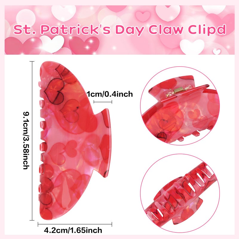 WHAVEL Heart Hair Claw Clips Pink Heart Hairclips for Thick and Thin Hair 3 PCS Cute Jaw Clips Wedding Party Hair Accessories for Women Strong Holdï¼ŒValentine's Day Gift - Image 2