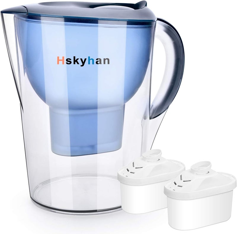 Hskyhan Alkaline Water Filter Pitcher - 3.5 Liters Improve PH, 2 Filters Included, BPA Free, 7 Stage Filteration System to Purify, Blue - Image 1