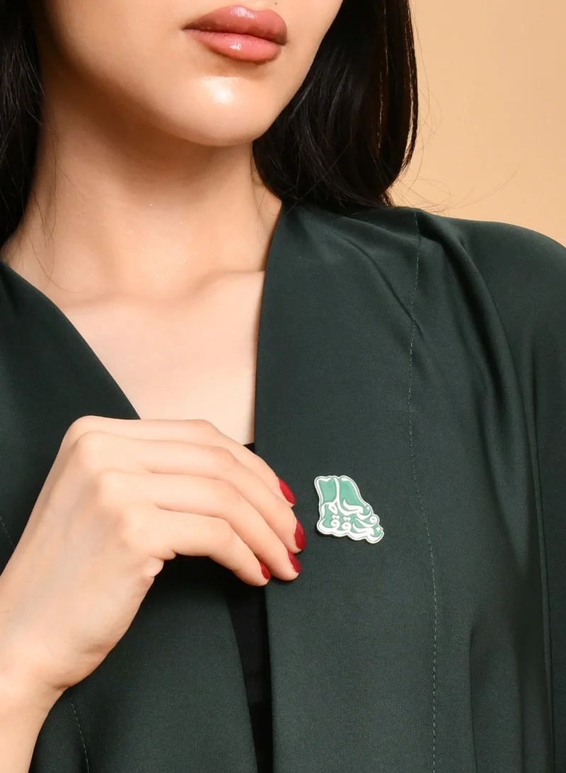 HAWRAA ABAYA We Dream and Achieve Silver Brooch - Saudi National Day Design