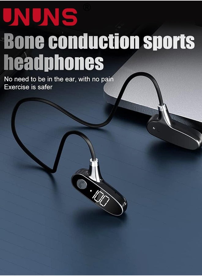 UNUNS Bone Conduction Headphones,Wireless Air Conduction Earphones Bluetooth 5.3 Headset,HiFi Stereo Sound Open Ear Headphone,Waterproof Sports Headset With Digital Display,For Running Cycling Hiking  - Image 2