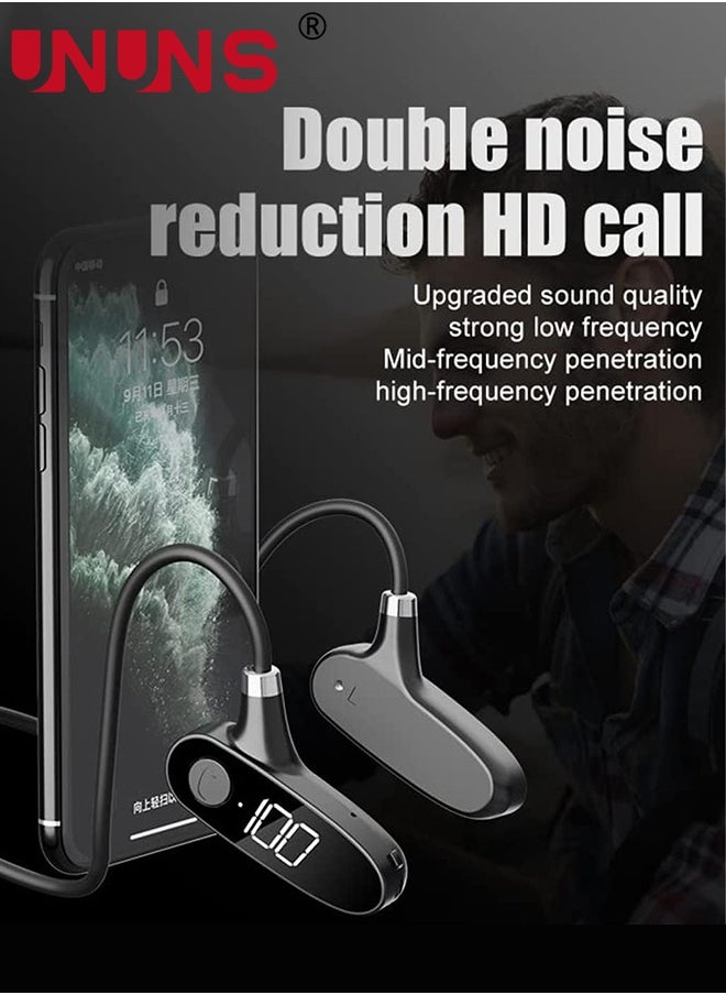 UNUNS Bone Conduction Headphones,Wireless Air Conduction Earphones Bluetooth 5.3 Headset,HiFi Stereo Sound Open Ear Headphone,Waterproof Sports Headset With Digital Display,For Running Cycling Hiking  - Image 5