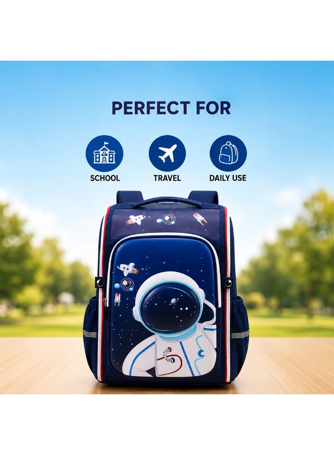 COCOBEE-Stylish Astronaut Print Backpack, Adjustable Strap, Secure Zip, 14.9 Inches – Blue - Image 4