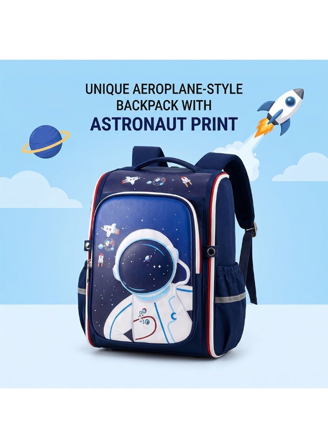 COCOBEE-Stylish Astronaut Print Backpack, Adjustable Strap, Secure Zip, 14.9 Inches – Blue - Image 3