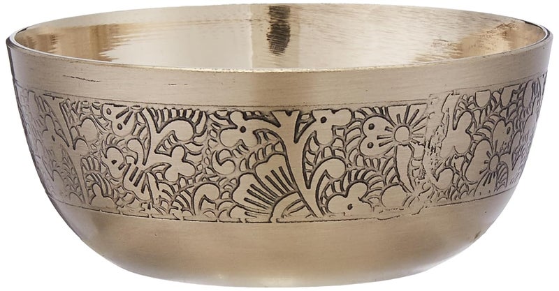 Attro Satvik Kansa Bhojan Set 6Pcs Dinner Set 1 Thali 2 Bowl 1 Small Plate 1 Glass 1 Spoon Perfect Satvik Lifestyle Side Carving Shiney Finish - Image 5