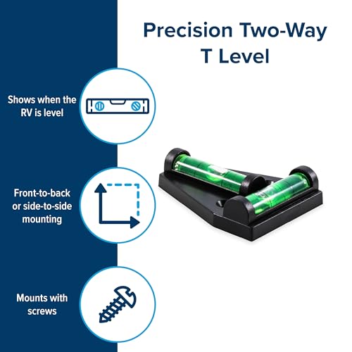 Camco Camper/RV T Level - Features Front to Back/Side to Side RV Leveling - Easy Install w/Screws or Adhesive Tape - Measures 1.625” x 2.25” x 0.56” (25543) - Image 4