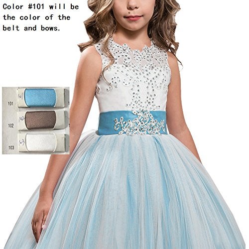 Wde Princess Blue Long Girls Pageant Dresses Kids Prom Puffy Tulle, Blue, Size 8 - Image 2