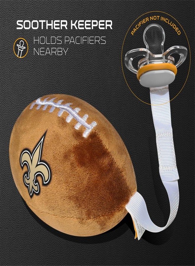 Smilo New Orleans Saints Plush Football Pacifier Holder by Smilo - Officially Licensed NFL Soother Holder - Soft Plush Toy and Dummy Holder - Fits Any Pacifier - Stroller Accessory & Newborn Essential - Image 3