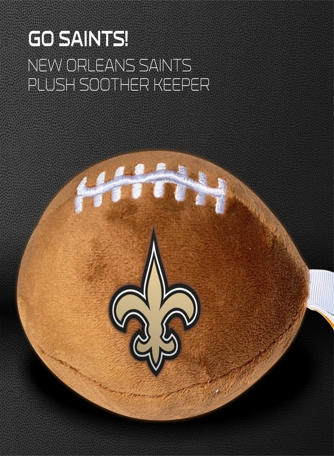 Smilo New Orleans Saints Plush Football Pacifier Holder by Smilo - Officially Licensed NFL Soother Holder - Soft Plush Toy and Dummy Holder - Fits Any Pacifier - Stroller Accessory & Newborn Essential - Image 5