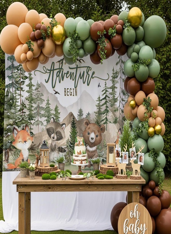 Mocsicka Adventure Awaits Baby Shower Backdrop Woodland Animals Forest Mountain Wilderness Adventure Background Let The Adventure Begin Baby Shower Party Photography Props (7x5ft) - Image 4