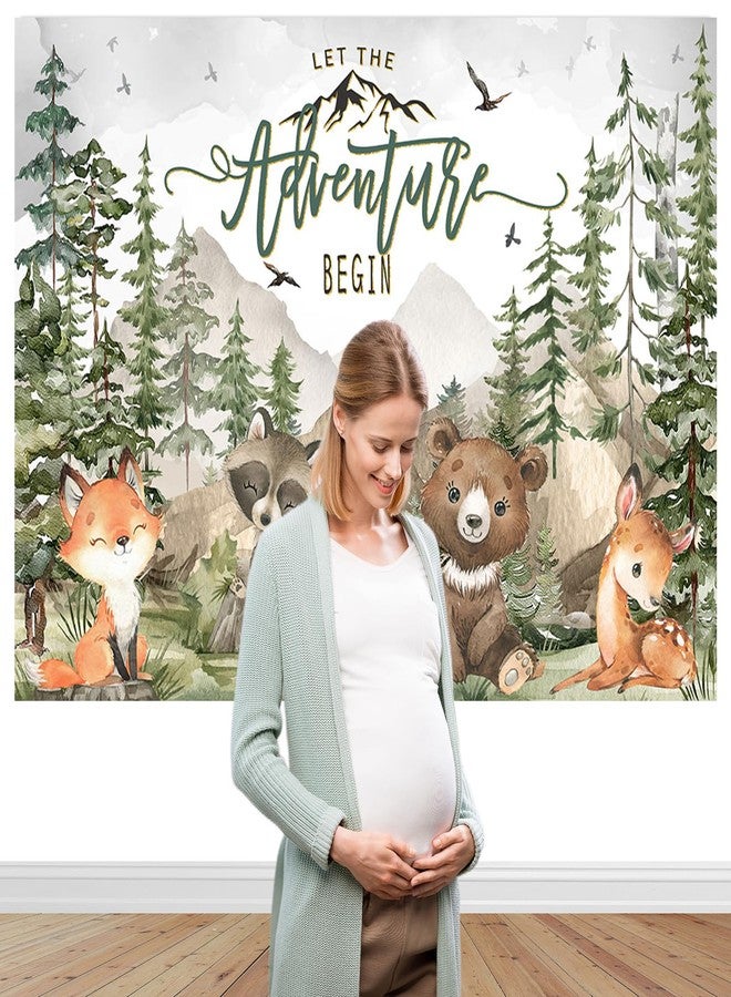 Mocsicka Adventure Awaits Baby Shower Backdrop Woodland Animals Forest Mountain Wilderness Adventure Background Let The Adventure Begin Baby Shower Party Photography Props (7x5ft) - Image 2