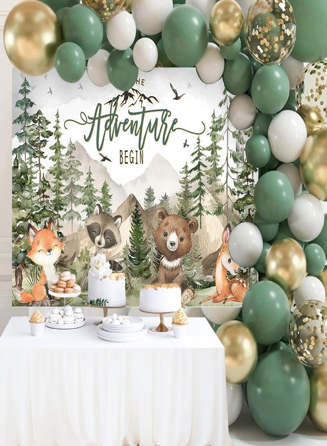 Mocsicka Adventure Awaits Baby Shower Backdrop Woodland Animals Forest Mountain Wilderness Adventure Background Let The Adventure Begin Baby Shower Party Photography Props (7x5ft) - Image 3