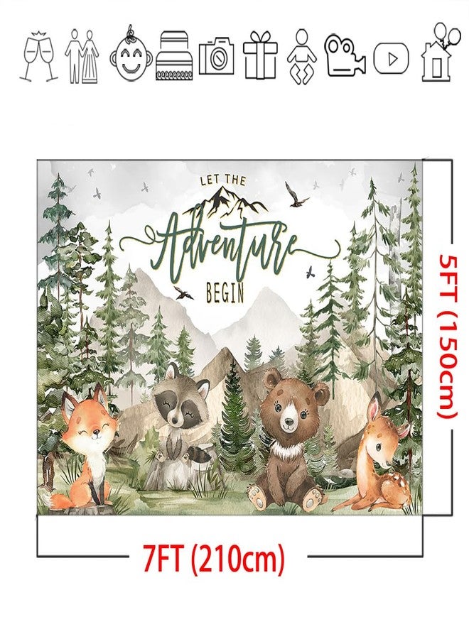 Mocsicka Adventure Awaits Baby Shower Backdrop Woodland Animals Forest Mountain Wilderness Adventure Background Let The Adventure Begin Baby Shower Party Photography Props (7x5ft) - Image 5