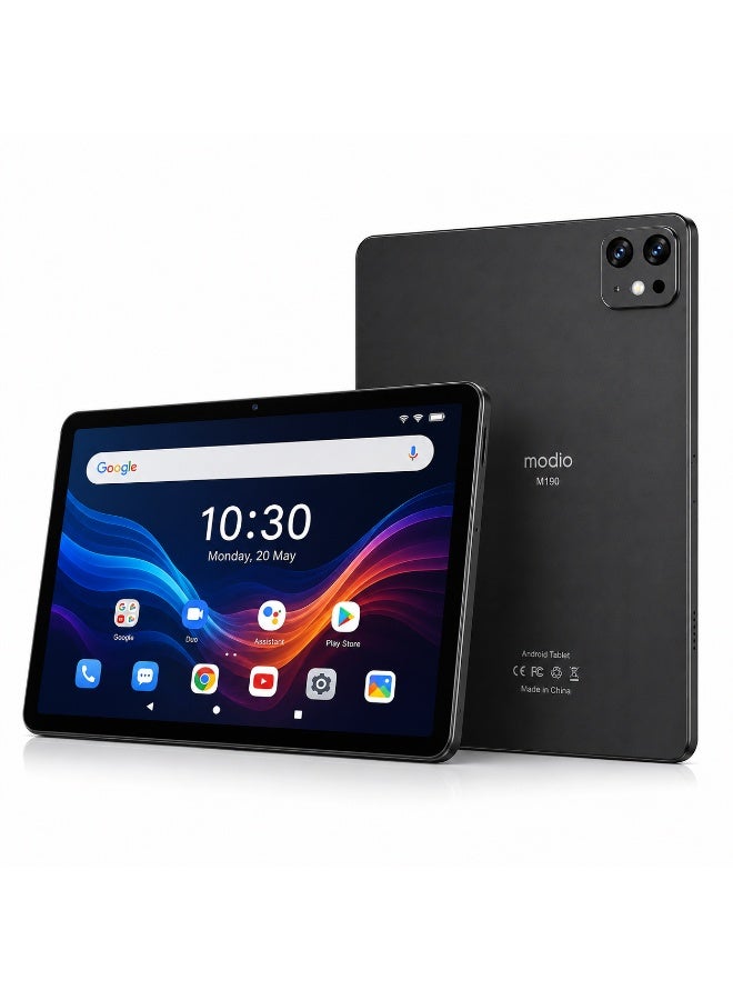 Modio TAB M190 9-Inch Tablet PC, 12GB RAM + 512GB ROM, Android 13, Dual SIM, 5000mAh Battery, 16MP Camera, WiFi, Complete Accessories – Black - Image 1