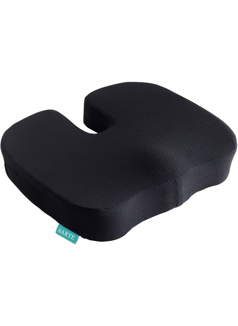SARTE SARTE Car Seat Cushion Thigh Support for Car Seat Long Comfortable Drive UCut Out Seat Cushion for Car Driving Seat Memory Foam Chair Cushions for Office Chair Wheelchair LSize Mesh Black  - Image 1