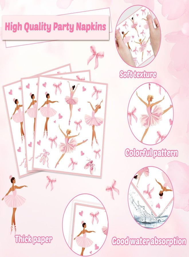 Oitnlaughter 96Pcs Ballerina Party Paper Plates and Napkins Set for Ballet Dessert Cake Plates Disposable Decor Ballerina Girl Theme Tableware for Kids Dancing Girls Ballet Birthday Party Decorations - Image 4