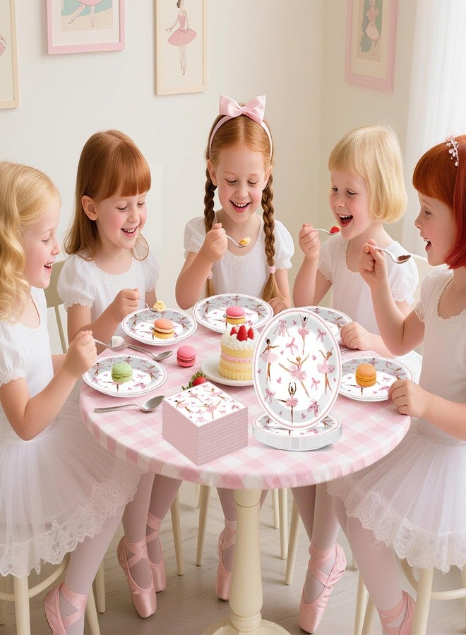 Oitnlaughter 96Pcs Ballerina Party Paper Plates and Napkins Set for Ballet Dessert Cake Plates Disposable Decor Ballerina Girl Theme Tableware for Kids Dancing Girls Ballet Birthday Party Decorations - Image 5