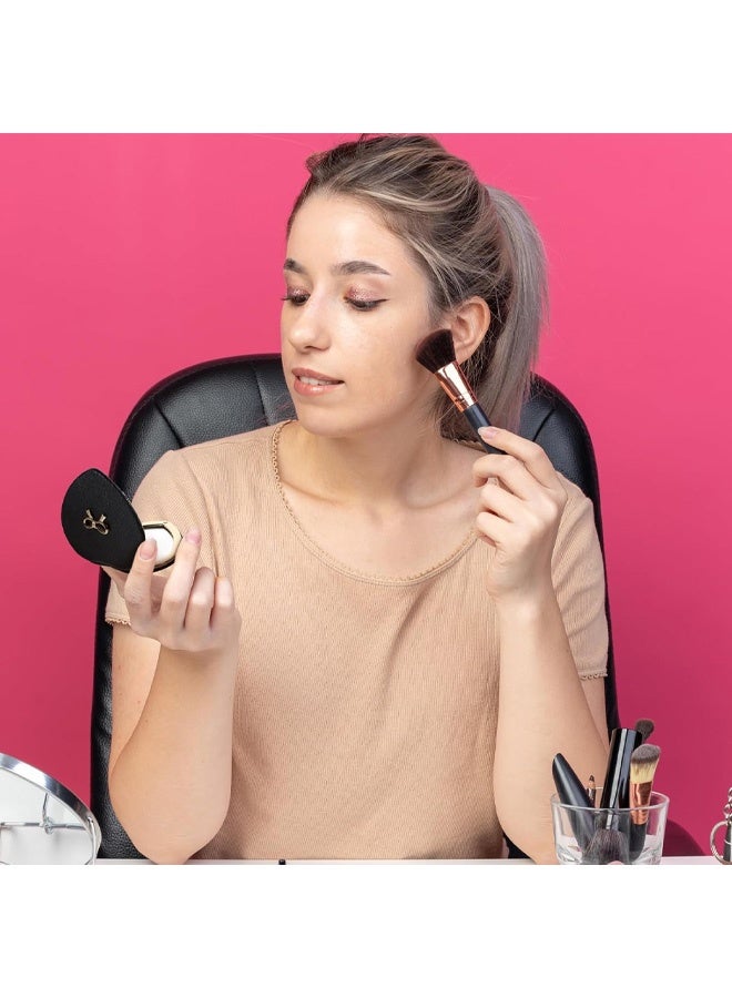 Compact Mirror, Heart Shaped Pocket Mirror Mini Portable Folding Mirror Small Double-Sided 1X/2X Magnifying Mirror Black Travel Makeup Mirror for Women Girls - Image 4