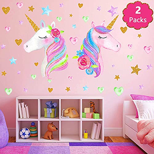 KeLay Fs Unicorn Wall Decal,Large Size Unicorn Wall Sticker Decor for Gilrs Kids Bedroom Birthday Party - Image 1