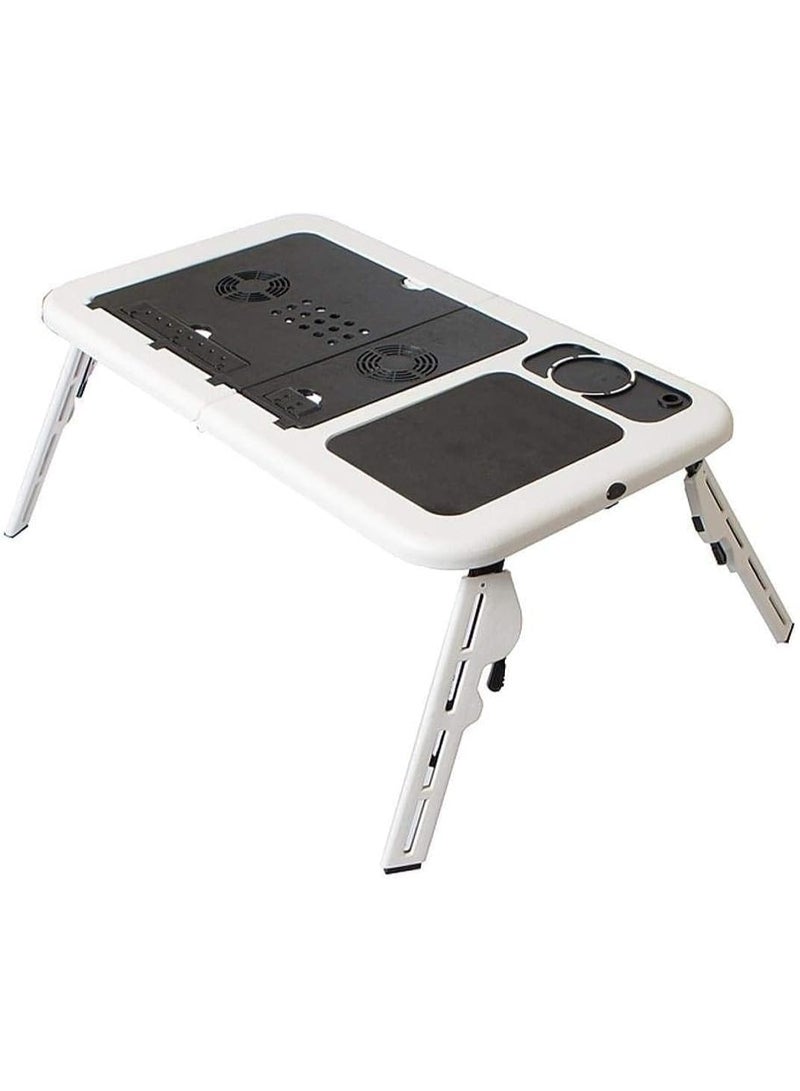 مكتب محمول للابتوب مع مروحة تبريد مدمجة – طاولة قابلة للتعديل والطوي للاستخدام المنزلي والمكتبي - Image 1