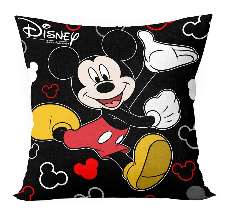 Kuber Industries Kuber Industries Disney Minnie Mickey Print Silk Special Long Crush Cushion Covers (16"x16") Set of 4, Black & Pink-KUBMART10003,Standard - Image 2