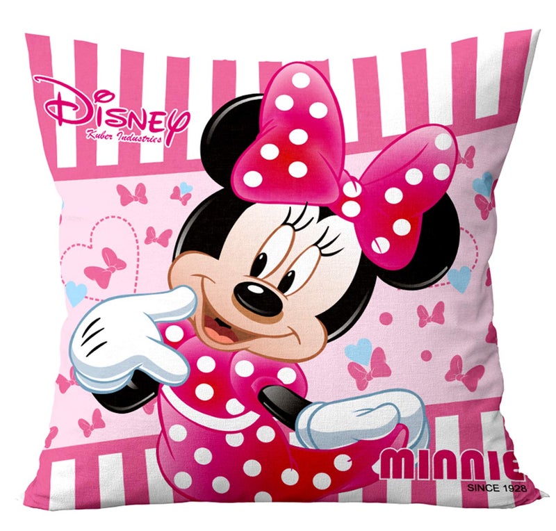 Kuber Industries Kuber Industries Disney Minnie Mickey Print Silk Special Long Crush Cushion Covers (16"x16") Set of 4, Black & Pink-KUBMART10003,Standard - Image 3