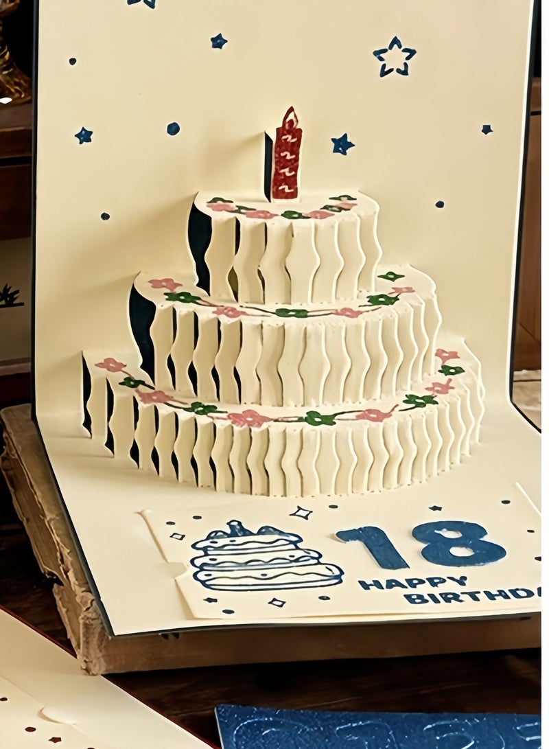 Pop Up Birthday Cards 3D Gift Cards with Envelope u0026 Message Card, Happy Birthday Gift Card Cake Candles Firework LED Light Music DIY Numbers Funny Greeting Card for Women, Men, Mom, Kids, Sister - Image 2
