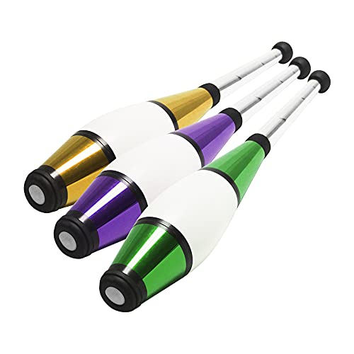 Zeekio Pegasus Juggling Club Set - Premium Quality - Beginner to Pro - Set of 3 (Purple/Green/Gold) - Image 1