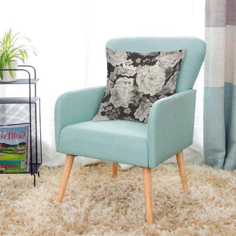 AOYEGO Black White Rose Throw Pillow Cover Floral Bouquet Botanical Plant Nature Leaves Bloom Wild Flowers Petal Daisy Pillow Case 18x18 Inch Decorative Men Women Room Cushion Cover for Home - Image 3