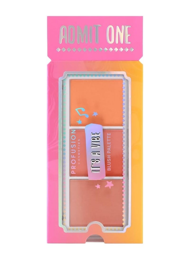 profusion Cosmetics Its a Vibe Admit One 3 Shade Blush Palette Enhance Your Glow with Matte and Shimmer Finishes Long Lasting Face Blush Vegan and Cruelty Free Makeup for Festival Ready Radiance - Image 1