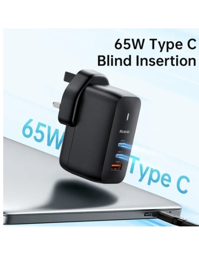 مكدودو شاحن ماكدودو CH 0171 - شاحن سريع صغير ثلاثي المنافذ بتقنية GaN بقدرة 65 واط - Image 2