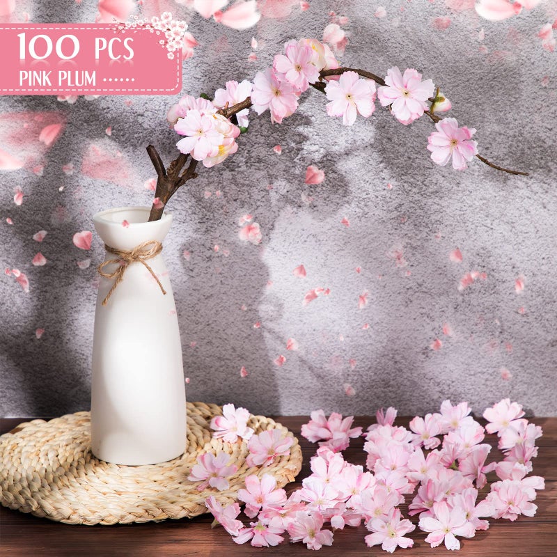 WILLBOND WILLBOND Faux Flower Heads for Crafts Artificial Silk Plum Blossom Heads for Home Room Wedding Party Marriage Car Shoes Hats  1.8 Inch (Pink  100 Pieces)  - Image 2