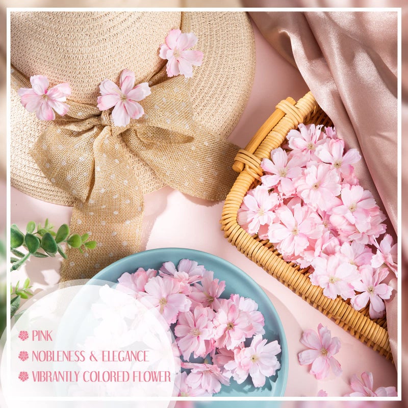 WILLBOND WILLBOND Faux Flower Heads for Crafts Artificial Silk Plum Blossom Heads for Home Room Wedding Party Marriage Car Shoes Hats  1.8 Inch (Pink  100 Pieces)  - Image 5